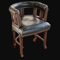 1900s Leather Office Chair Blue