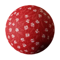 High-resolution red floral pattern PBR material texture for 3D Blender rendering and artistic design.