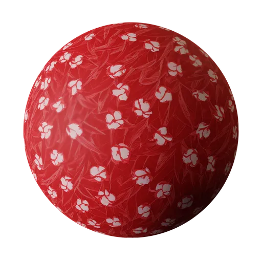High-resolution red floral pattern PBR material texture for 3D Blender rendering and artistic design.