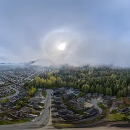 Aerial foggy cloudy morning 17k