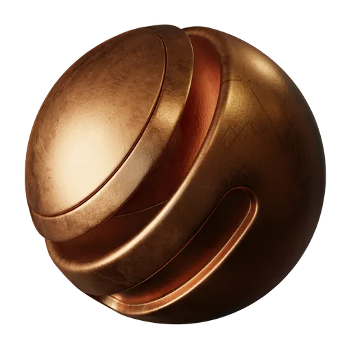 Soiled glossy copper metal