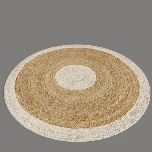 Detailed 3D-rendered natural fiber braided rug with realistic texture for Blender artists.