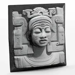Intricate 3D printable Mayan relief sculpture with realistic textures, perfect for Blender artists.