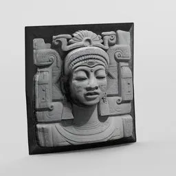 Intricate 3D printable Mayan relief sculpture with realistic textures, perfect for Blender artists.