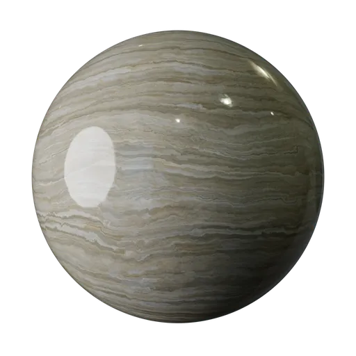 High-resolution PBR Grey Brown Travertine texture, ideal for photorealistic 3D renders in Blender and other software.