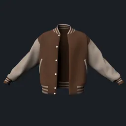 Brown and Tan Varsity Jacket (Open)