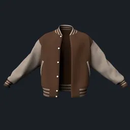 Brown and Tan Varsity Jacket (Open)