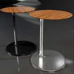 High-quality 3D models of metal and wood coffee tables, ideal for interior design renderings in Blender.