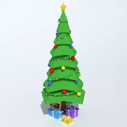 Low Poly Christmas Tree Animated Lights