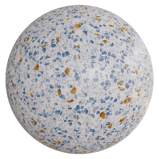 White blue terrazo floor tile