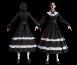 Gothic Lolita Female Character 3D Model