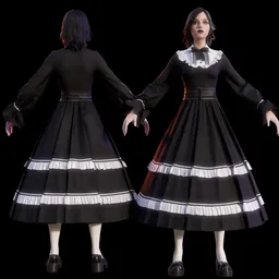 Gothic Lolita Female Character 3D Model