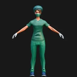 Surgeon in Scrubs and Cap