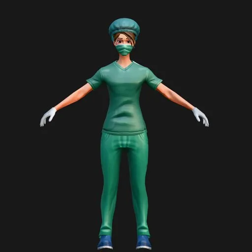 Surgeon in Scrubs and Cap