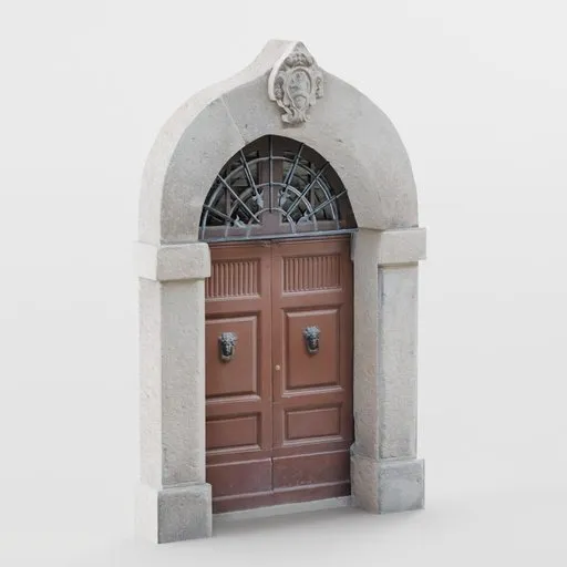 Blender 3D low-poly doorway model with arched top and detailed textures for game design and architectural visualizations.