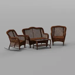 Wicker Sofa Set with Coffee Table