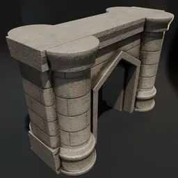 Stone Wall Section Arch Doorway Pillars