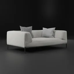 Elegant 3D model of a modern Flexform couch with customizable fabric, designed by Antonio Citterio.