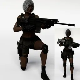 Tactical Black Female Soldier