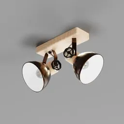 "Vintage ceiling light 3D model for Blender 3D - Two movable lamps in mid-century modern style with detailed wooden wheels and brass hardware by Luma Rouge"
or
"Get creative with this vintage-style ceiling light 3D model for Blender 3D - featuring two movable lamps, detailed wooden wheels, brass hardware and mid-century modern inspiration by Luma Rouge"