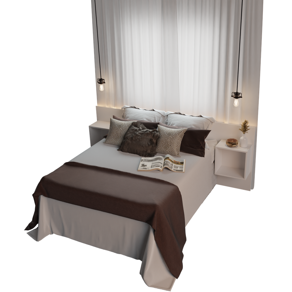 Bed with panel Beds models BlenderKit