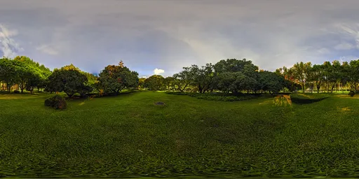 Green lawn at night