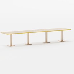 "Wooden Restaurant Table with Brass Detail on Two Legs - Blender 3D Model". This alt text includes the keywords "wooden", "restaurant table", "brass detail", "two legs", and "Blender 3D Model". It is also concise and accurately describes the 3D model.