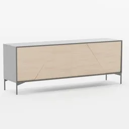 High-quality 3D model of modern sideboard for Blender rendering, sleek design, wood finish.