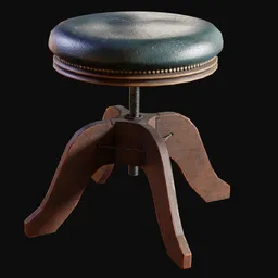 1900s Small Leather Swivel Stool
