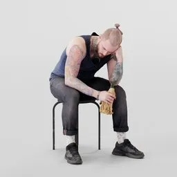 Sad people sitting alone