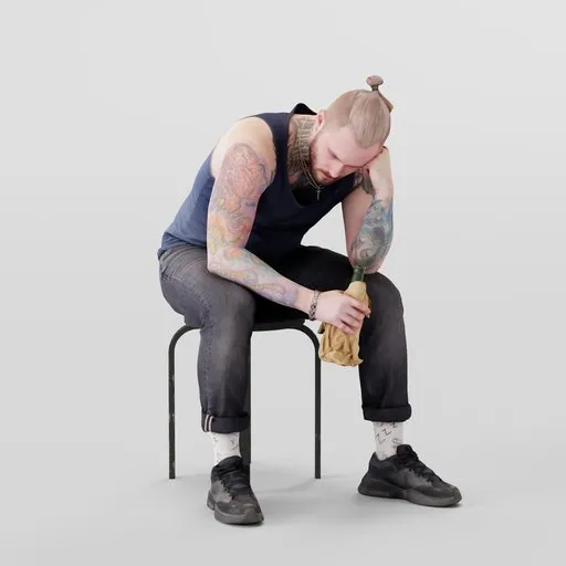 Sad people sitting alone