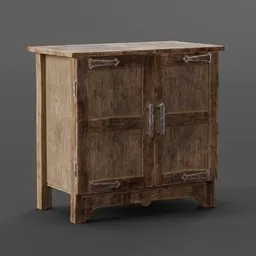 "Wooden wardrobe cabinet with door and drawers for storing clothes. Bohemian style with textured base, rendered in PS5 quality. Perfect for interior design in Blender 3D."