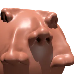 3D sculpting brush thumbnail featuring a sculpted human nose for facial modeling in Blender 3D.