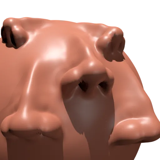 3D sculpting brush thumbnail featuring a sculpted human nose for facial modeling in Blender 3D.
