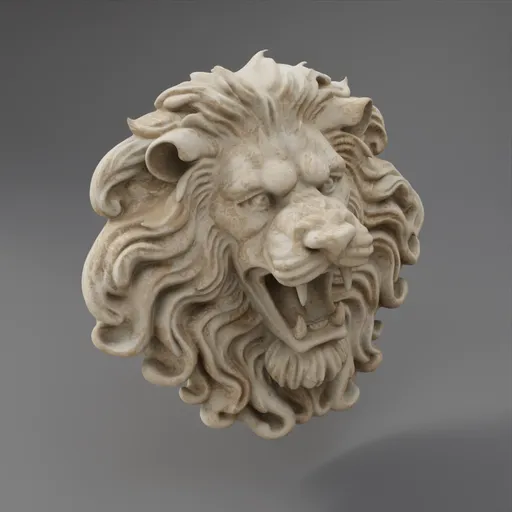 Demonic Lion Head Sculpture - Stone