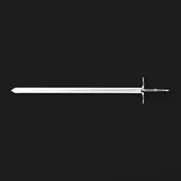 "Get ready for battle with the Witcher Steel Sword 3D model for Blender 3D. This hyper-realistic render features a grey metal body, intricate white cross, and clean borders. Perfect for historic military 2D game assets or photorealistic renders inspired by Geralt's signature sword."