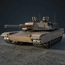"Optimized M1A2 Abrams US Tank 3D model for Blender 3D with 4K PBR textures. This ground vehicle is detailed and realistic, inspired by Charles H. Woodbury's style and perfect for realistic shaded lighting. Great for video animations and CGI projects."