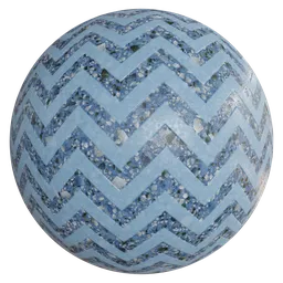 High-quality zigzag pattern terrazzo texture for 3D Blender PBR material, ideal for floor surfaces in 4K.