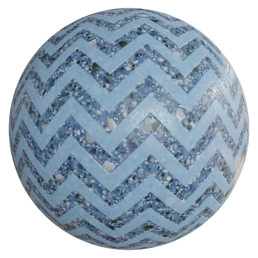 High-quality zigzag pattern terrazzo texture for 3D Blender PBR material, ideal for floor surfaces in 4K.
