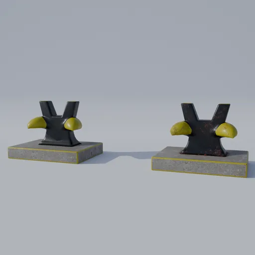 3D Blender model showcasing new and weathered Staghorn Mooring Bollards.