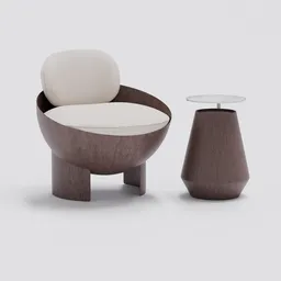 Spherical Armchair with Side Table Set