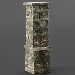 Detailed 3D model of a weathered stone graveyard pillar, ideal for Blender rendering and scene design.