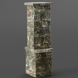 "Decorate your graveyard scenes with this realistic 3D model of a tall stone pillar in Blender 3D. Featuring wood furnishings, mossy stone, and intricate details inspired by Nathan Oliveira, this product image showcases a grainy texture and anti-aliasing for a high-quality finish."