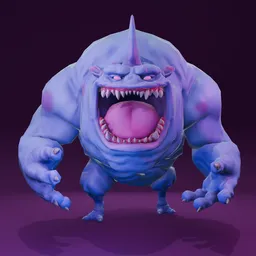 Monster Stylized Blue - Rigged - Lowpoly