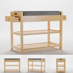 Bamboo padded shoes rack seat bench