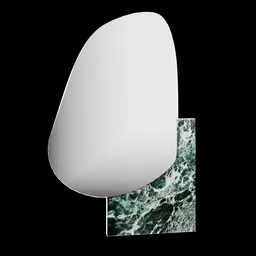 Sleek 3D-rendered Blender model of a modern interior mirror with a marble-textured base.