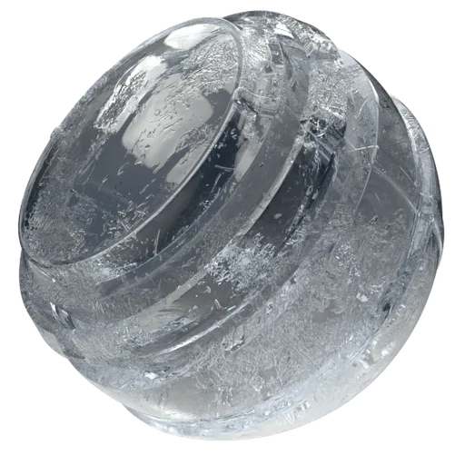 Realistic ice texture with imperfections for PBR rendering in Blender, customizable procedural shader for 3D materials.
