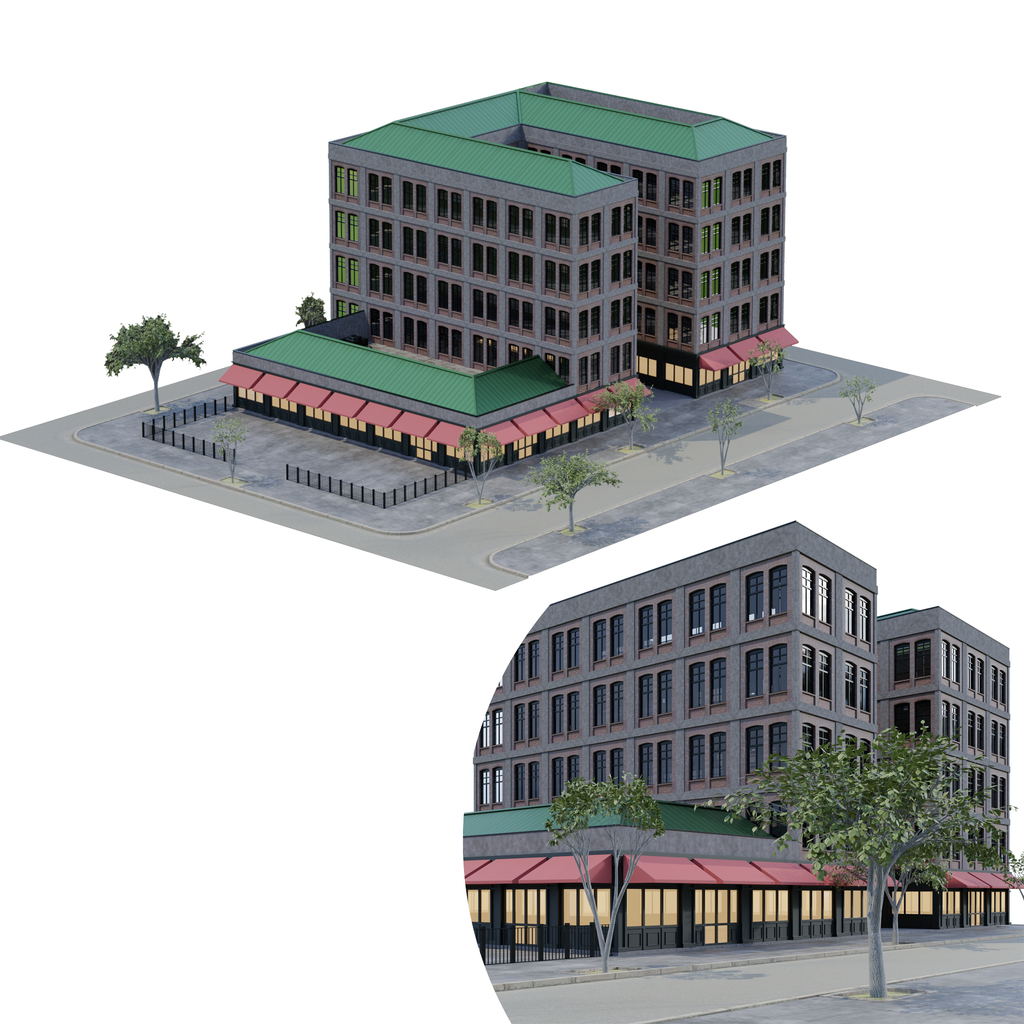 Modular City Block and Buildings | Buildings models | BlenderKit