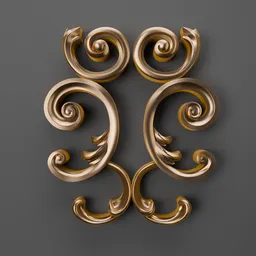 Intricately designed 3D classic ornament model, perfect for enhancing Blender 3D projects with detailed scrollwork.