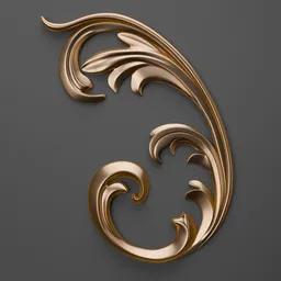 Intricate 3D gold classical ornament, high-quality detail for design enhancement, compatible with Blender.